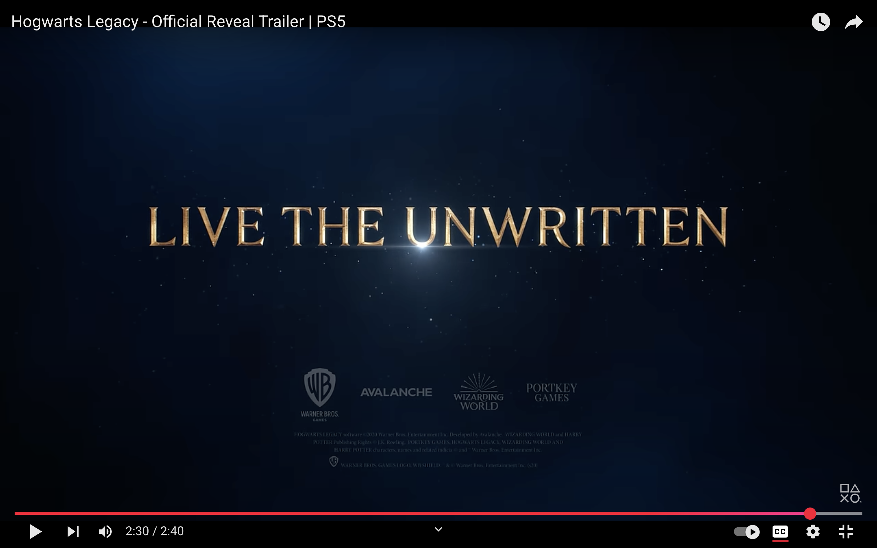 Hogwarts Legacy UK trailer